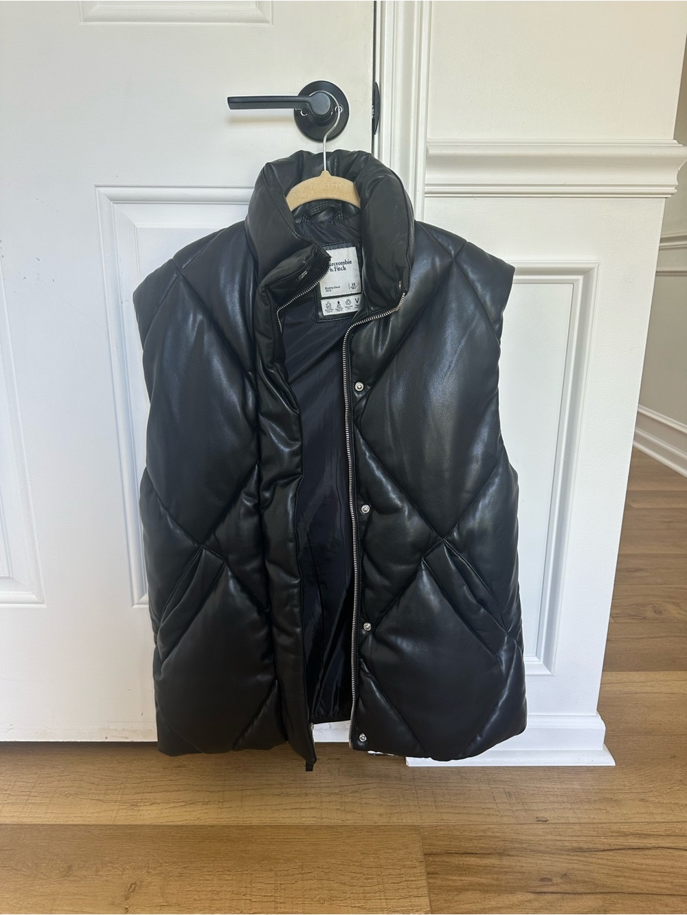 Abercrombie & Fitch Black Quilted Faux Leather Jacket